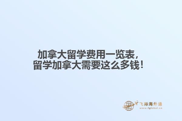 加拿大留学费用一览表,留学加拿大需要这么多钱!