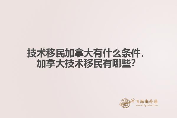 技术移民加拿大有什么条件