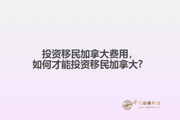 投资移民加拿大费用