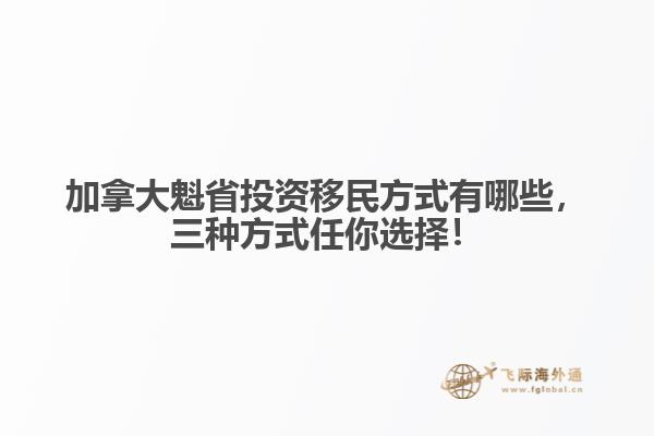加拿大魁省投资移民方式有哪些,三种方式任你选择!