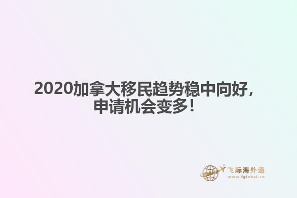 2020加拿大移民趋势稳中向好，申请机会变多！