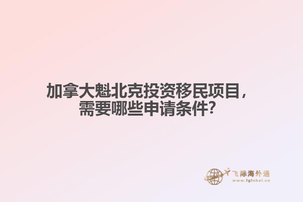 加拿大魁北克投资移民项目，需要哪些申请条件？
