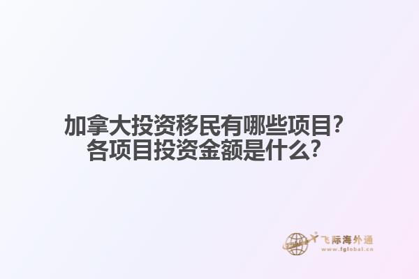 加拿大投资移民有哪些项目？各项目投资金额是什么？