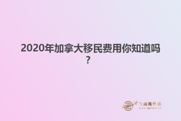 2020年加拿大移民费用你知道吗？