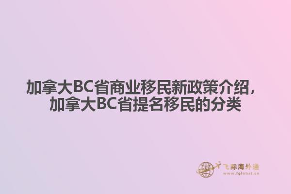 加拿大BC省商业移民新政策介绍，加拿大BC省提名移民的分类