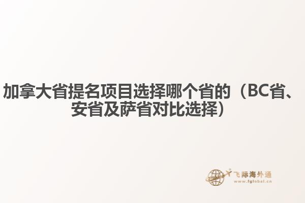 加拿大省提名项目选择哪个省的（BC省、安省及萨省对比选择）