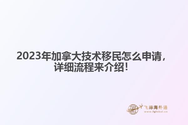 2023年加拿大技术移民怎么申请，详细流程来介绍！