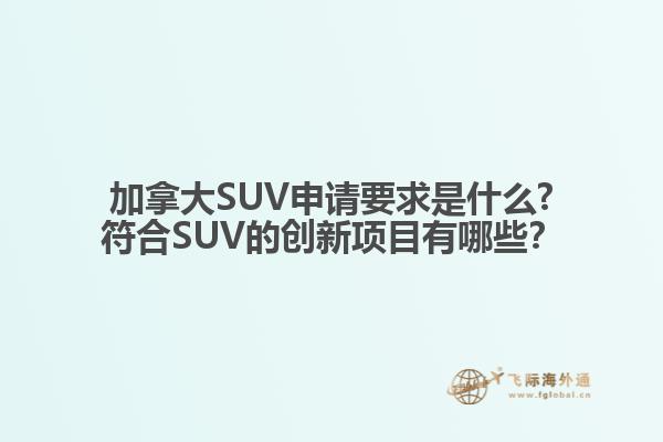 加拿大SUV申请要求是什么?符合SUV的创新项目有哪些？