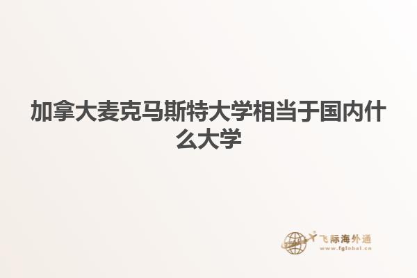 加拿大麦克马斯特大学相当于国内什么大学