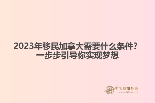 2023年移民加拿大需要什么条件？一步步引导你实现梦想