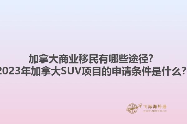 加拿大商业移民有哪些途径？2023年加拿大SUV项目的申请条件是什么？1.jpg