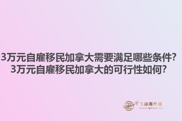 3万元自雇移民加拿大需要满足哪些条件？3万元自雇移民加拿大的可行性如何？1.jpg
