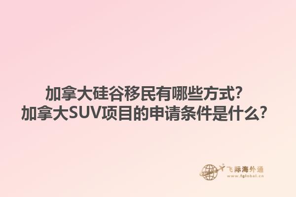 加拿大硅谷移民有哪些方式？加拿大SUV项目的申请条件是什么？1.jpg