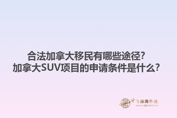 合法加拿大移民有哪些途径？加拿大SUV项目的申请条件是什么？