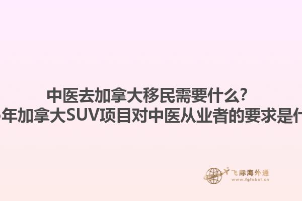中医去加拿大移民需要什么？2025年加拿大SUV项目对中医从业者的要求是什么？