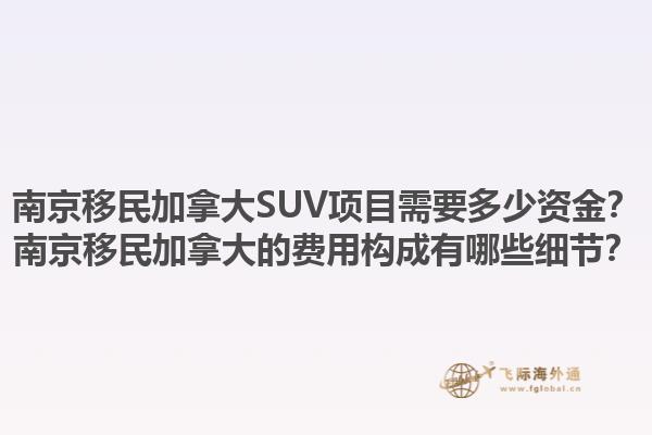 南京移民加拿大SUV项目需要多少资金？南京移民加拿大的费用构成有哪些细节？