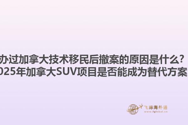办过加拿大技术移民后撤案的原因是什么？2025年加拿大SUV项目是否能成为替代方案？1.jpg