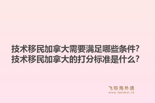 技术移民加拿大需要满足哪些条件？技术移民加拿大的打分标准是什么？1.jpg