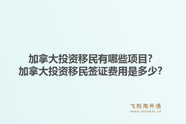 加拿大投资移民有哪些项目？加拿大投资移民签证费用是多少？1.jpg