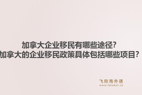 加拿大企业移民有哪些途径？加拿大的企业移民政策具体包括哪些项目？1.jpg
