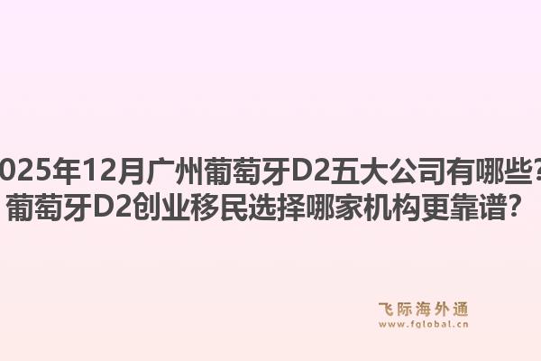 2025年12月广州葡萄牙D2五大公司有哪些?葡萄牙D2创业移民选择哪家机构更靠谱?1.jpg