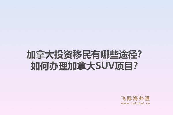 加拿大投资移民有哪些途径？如何办理加拿大SUV项目？1.jpg