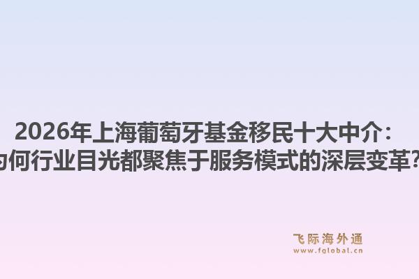 2026年上海葡萄牙基金移民十大中介:为何行业目光都聚焦于服务模式的深层变革?1.jpg