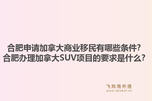 合肥申请加拿大商业移民有哪些条件？合肥办理加拿大SUV项目的要求是什么？1.jpg