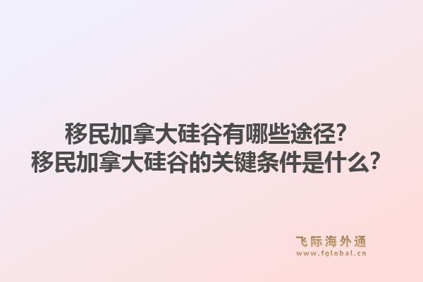 移民加拿大硅谷有哪些途径？移民加拿大硅谷的关键条件是什么？1.jpg