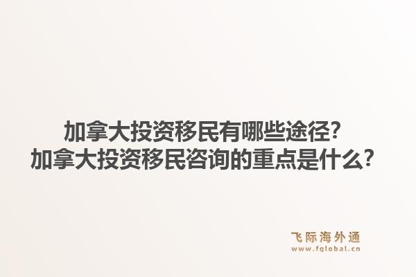 加拿大投资移民有哪些途径?加拿大投资移民咨询的重点是什么?1.jpg