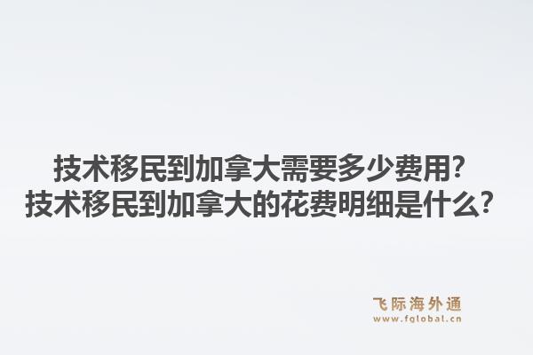 技术移民到加拿大需要多少费用？技术移民到加拿大的花费明细是什么？