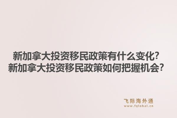新加拿大投资移民政策有什么变化?新加拿大投资移民政策如何把握机会?1.jpg