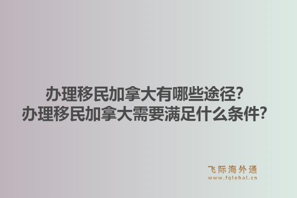 办理移民加拿大有哪些途径?办理移民加拿大需要满足什么条件?1.jpg