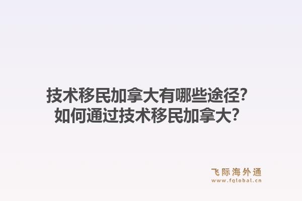 技术移民加拿大有哪些途径？如何通过技术移民加拿大？1.jpg