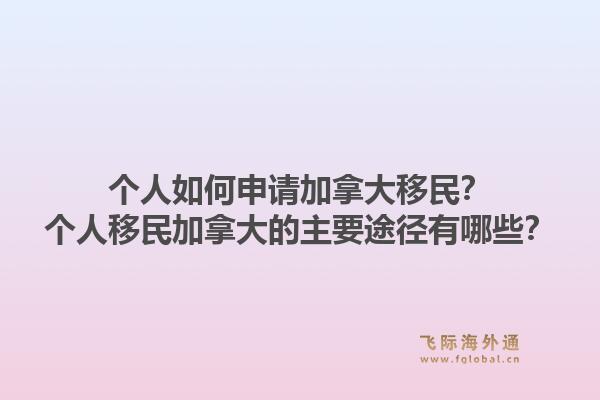 个人如何申请加拿大移民？个人移民加拿大的主要途径有哪些？