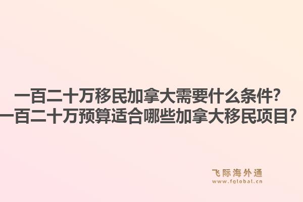 一百二十万移民加拿大需要什么条件？一百二十万预算适合哪些加拿大移民项目？