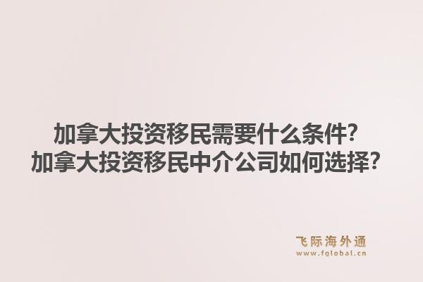 加拿大投资移民需要什么条件？加拿大投资移民中介公司如何选择？