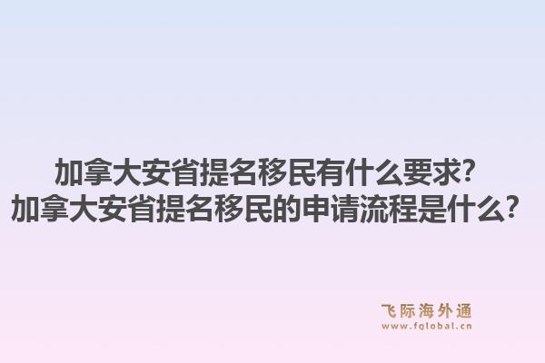 加拿大安省提名移民有什么要求？加拿大安省提名移民的申请流程是什么？